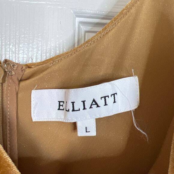 ELLIATT Gold Velvet Velour Midi Ruffle Cocktail Dress Revolve Size Large Party - Picture 5 of 8